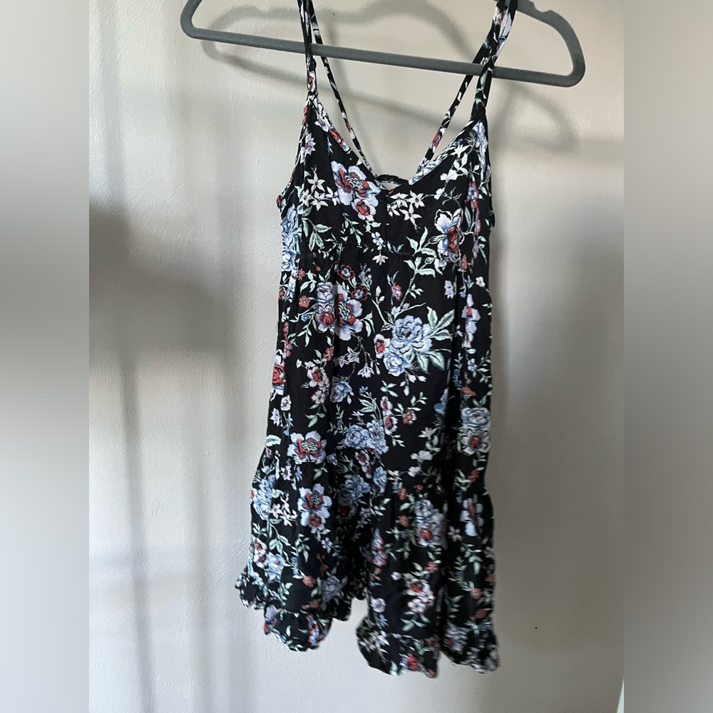 American Eagle Strappy Black Floral Mini Dress